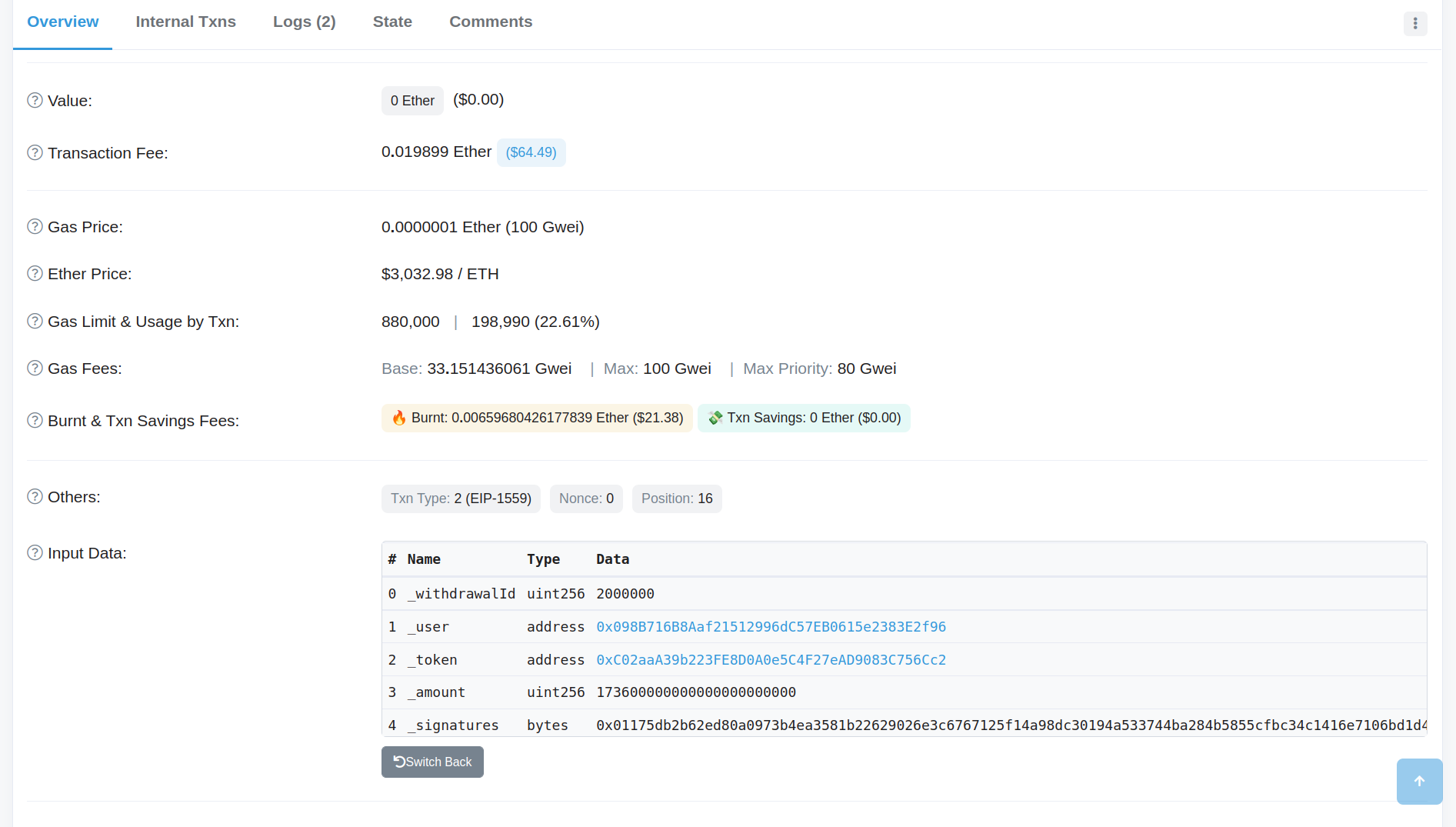 Ronin Transaction Data